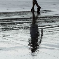 Low section of people standing on beach