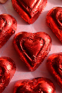 High angle view of heart shape on table