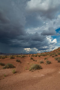 Scenic view of landscape against cloudy sky