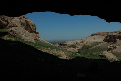 Scenic view of mountains against clear sky