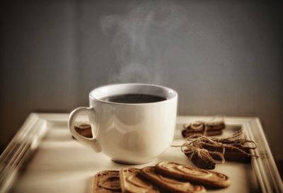 Close-up of coffee on table