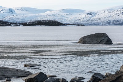 Scenic view of frozen sea against sky