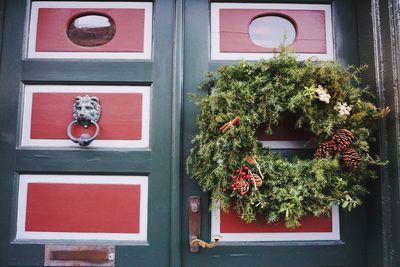 Close-up of red door