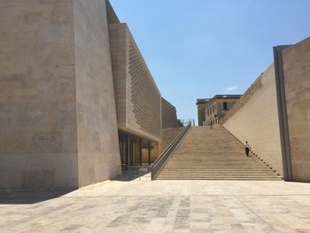 Low angle view of staircase against sky