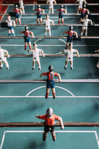 High angle view of people running