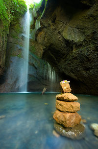 Stack of rocks in water