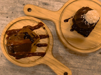 High angle view of food on table