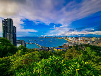 Panoramic view of  pattaya city and buildings against sky