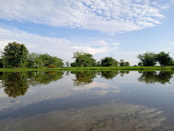 Scenic view of lake against sky