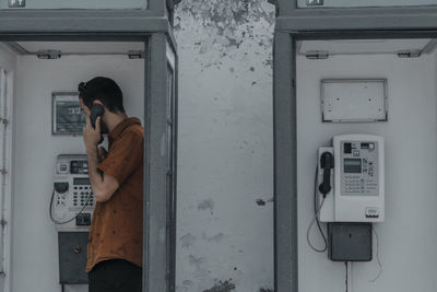 Man working on wall