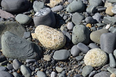 Full frame shot of pebbles on beach