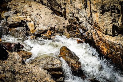 Water flowing through rocks