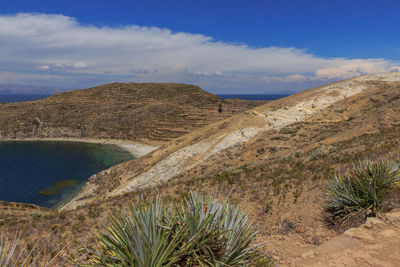 Scenic view of land against sky