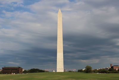 Low angle view of statue against sky