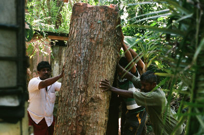 Woodworkers on the field 