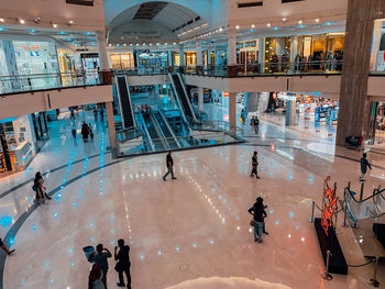 High angle view of people in shopping mall