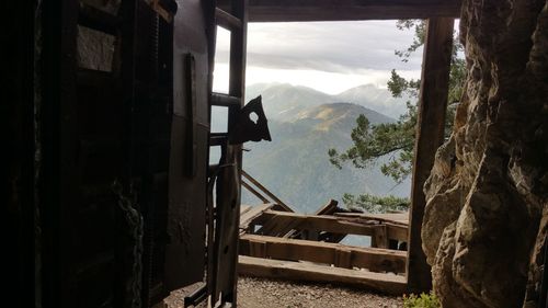 View of houses and mountain range