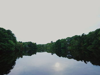 Scenic view of lake against clear sky