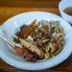 High angle view of meal served in plate