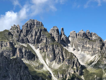 Low angle view of rock formation against sky