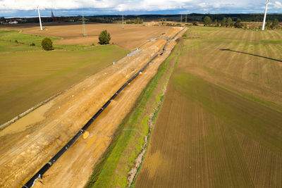 High angle view of agricultural field