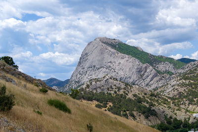 Scenic view of rocky mountains against sky