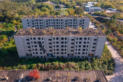 High angle view of buildings in city