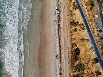 Aerial view of road and beach