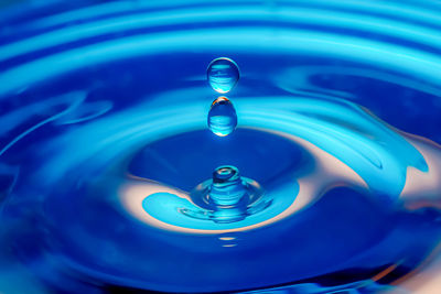 Close-up of drop falling in water