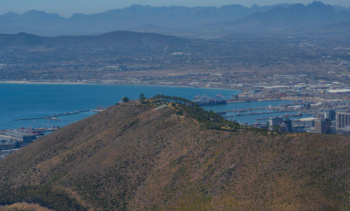 Aerial view of cape town and atlantic ocean from the air south africa