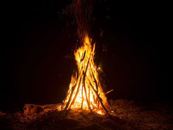 Bonfire at night with long exposure