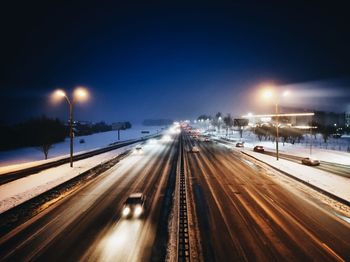 Light trails on highway at night