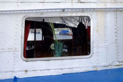 River seen through ship windows