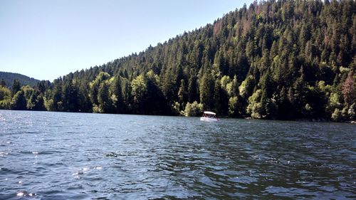 Scenic view of river against clear sky