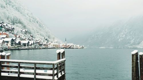 Scenic view of sea against sky during winter