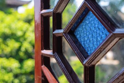 Close-up of window of old building