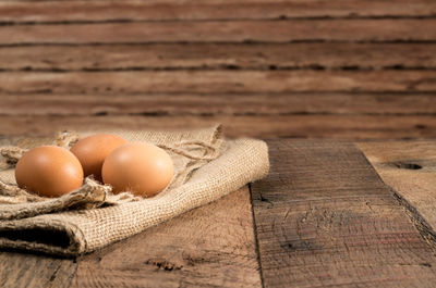 Close-up of eggs on table