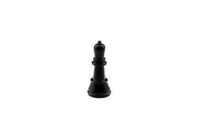 High angle view of chess pieces against white background