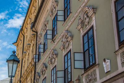 Low angle view of residential building against sky