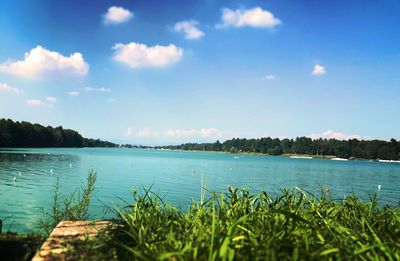 Scenic view of lake against sky