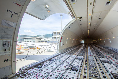 Interior of cargo airplane