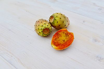 High angle view of orange on table