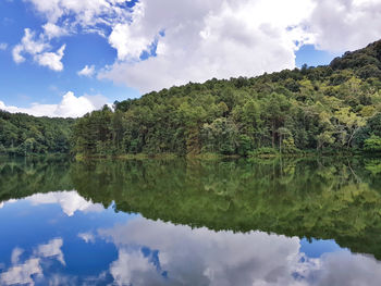 Reflection of clouds in lake