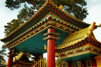 Low angle view of traditional building against sky