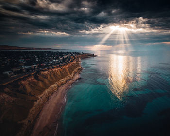 Scenic view of sea against sky during sunset