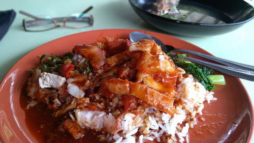 Close-up of meal served in plate