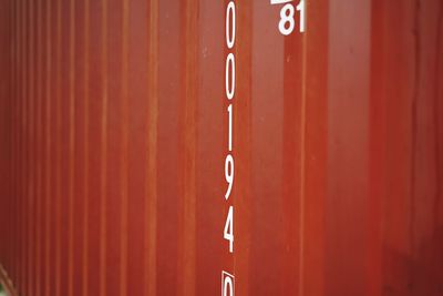 Close-up of red door