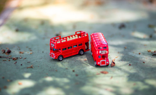 Close-up of toy car on table