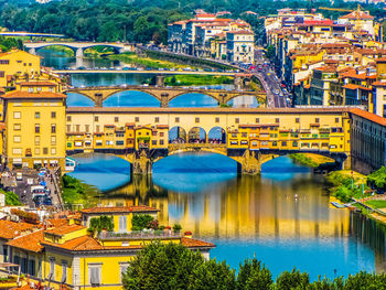 High angle view of bridge over river in city