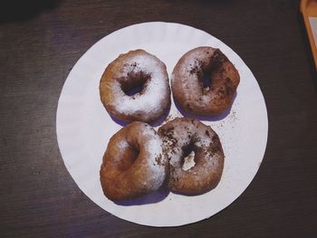 High angle view of bread in plate on table
